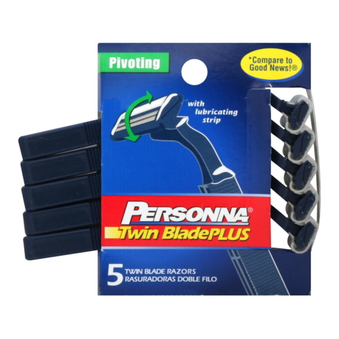 Personna Disposable Razors With Lubricating Strip - Twin Blade Plus - 5 Pack - Maras Green